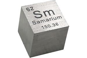 TIHONORI Samariumwürfel – 10 mm große Würfel aus reinen Metallelementen – lasergraviertes Würfelset mit hoher Dichte für eine Sammlung des Periodensystems der Elemente, Samarium