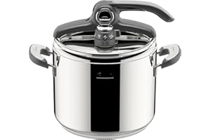 Lagostina Novia Vitamin Lagoeasy'UP Pentola a Pressione 7 L in Acciaio Inox 18/10 Ø 22 cm, Pentola Induzione e Gas, Coperchio con Apertura Facilitata, Inclusi Cestello, Ecodose e Ricettario