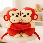 Babique Monkey's Cuddly Couple Soft Toys Plush Stuffed Teddy Bear for Kids Birthday Gift (Red)