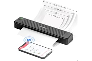 Odaro Portable Printer Wireless for Travel - P831 Bluetooth Printer for phone, 300DPI Inkless Thermal Transfer Printer, Support 8.5" X 11" US Letter/A4/A5/B5 Copy Paper (Black)