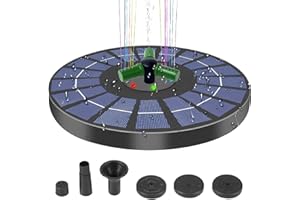 BUTORY Fontaine solaire pour extérieur - 4 W - Pompe solaire de bassin pour l'extérieur - Avec 6 buses - Pompe à eau flottante solaire - Pompe pour étang, piscine, jardin, bain d'oiseaux, réservoir à