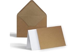 ‎GLÜXX-AGENT 30 Karten Einleger Briefumschläge Set - Umschläge DIN C6 + blanko Klappkarten DIN A6 + Einleger - Umschläge mit Karten in Natur Kraftpapier Braun - Selber basteln Einladungskarten Weihnachtskarten