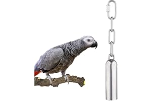 SOBOTOO Sotoboo Stainless Steel Bell Toy for Birds,Heavy Duty Bird Cage Toys for Parrots, African Greys, Mini Macaws, Small Cockatoos, Cockatiels and More (Small or Large) (L)