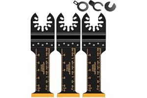 Lame de Scie Oscillante en Titane, Aicoya 3 pièces Lames Accessoires d'Outil Multifonction 32mm pour Plastique, Bois, Métal