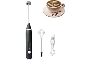 Milk Frother Handheld Rechargeable, HSIULMY Handheld Milk Frothers Mini Whisk, 3 Speed Adjustable Coffee Frother with 2 Stainless Whisks Blender, for Latte, Cappuccino, Hot Chocolate, Egg Beating