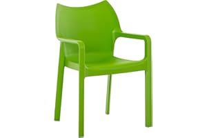 CLP Kunststoff-Gartenstuhl Diva mit Armlehnen I XXL- Kunststoffstuhl mit Einer Belastbarkeit von 160 kg, Farbe:grün