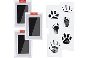 JIAHUADE 3 szt. zestaw nadruków dla niemowląt, Clean Touch inkpad, odcisk dłoni i ślad dziecka, zestaw nadruków na stopę dziecka lub dłoń, nadruk dłoni dziecka, podkładka atramentowa skóra dziecka nie wchodzi