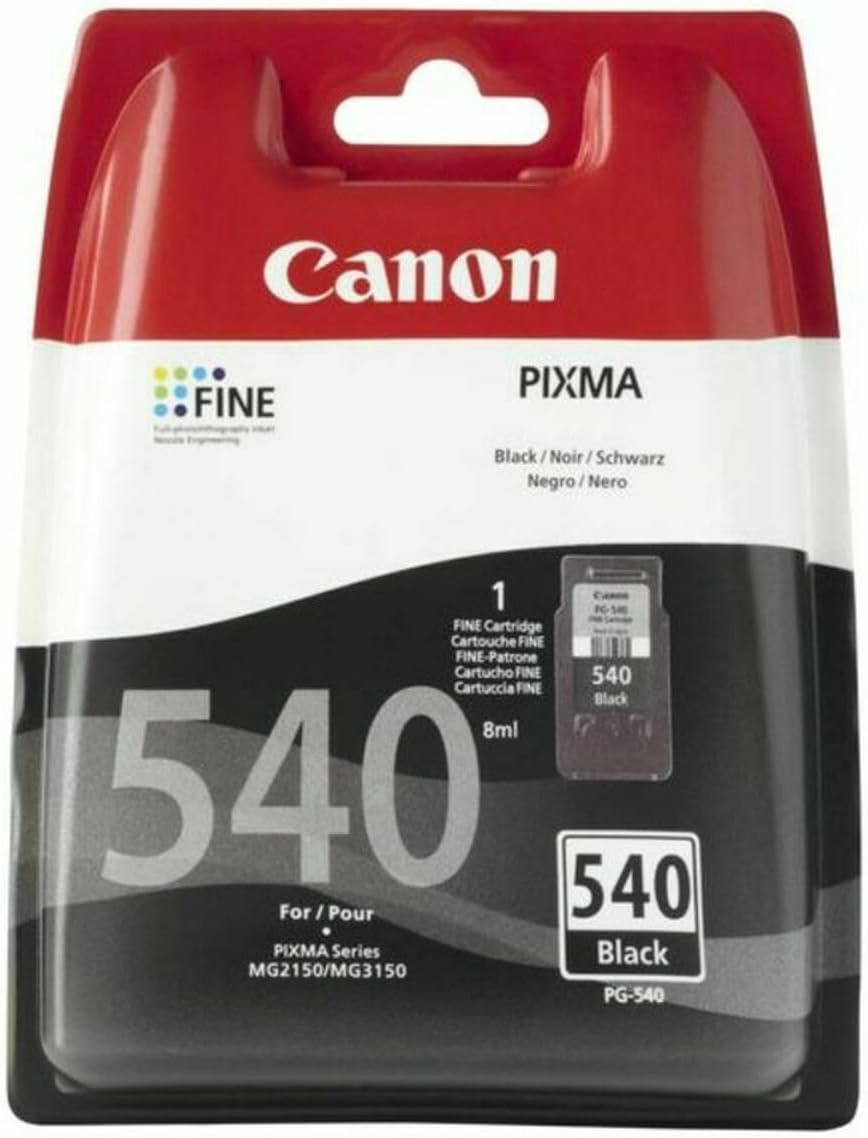 Canon Ink - PG-540 Genuine Black Printer Ink Cartridge - Prints Up to 180 A4 Pages (1 x Cartridge) - Compatible with PIXMA MX, MG & TS