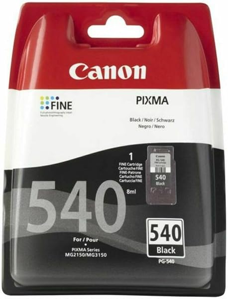 Canon Ink - PG-540 Genuine Black Printer Ink Cartridge - Prints Up to 180 A4 Pages (1 x Cartridge) - Compatible with PIXMA MX, MG & TS - 1