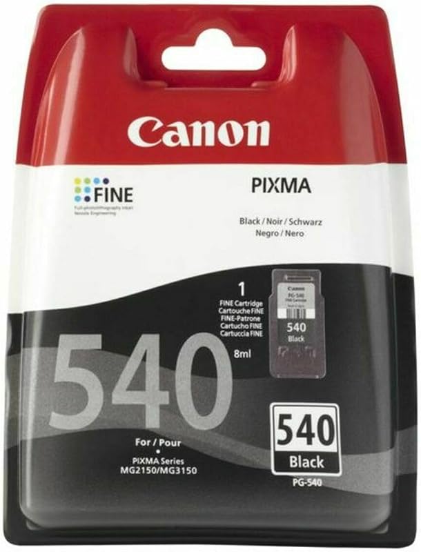 Canon Ink - PG-540 Genuine Black Printer Ink Cartridge - Prints Up to 180 A4 Pages (1 x Cartridge) - Compatible with PIXMA MX, MG & TS