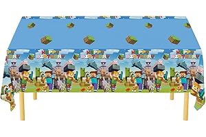 CHICAN Pixel Game Theme Party Table Cloth Table Covers, Happy Birthday Disposable TableCloth Tablecover for Girls Boys Birthday Party, Party Fold Table Cover Party Supplies Party Decorations (Pattern 3)