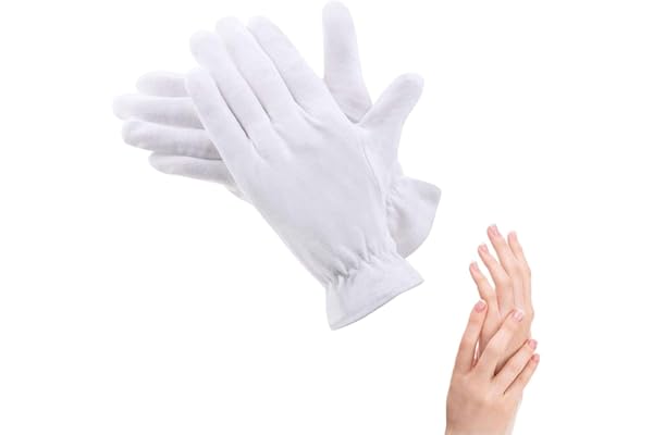 1 paire de gants hydratants en coton blanc pour le coucher de nuit | Inspection cosmétique de qualité supérieure | Eczéma peau sensible et irritée Spa Thérapie Bracelet sécurisé | Taille unique