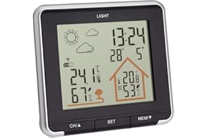 TFA Dostmann Station météo numérique Life, 35.1153.01, rapport météo, capteur extérieur inclus, rétro-éclairage, température intérieure et extérieure, noir