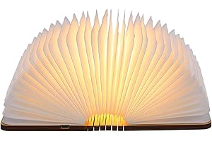 Tomshine Livre lampe pliante, 500 Lumens Lampe Led Livre Rechargeable USB Port Livre lumineux bois Blanc chaud Dimension: 12.1 x 9.5 x 2.5cm [Classe énergétique A+] 43WW