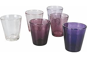 VILLA D'ESTE HOME TIVOLI Villa d’Este Home Tivoli 5909887 Cancun-Juego de 6 Vasos de Agua de Pasta de Vidrio soplado 330 ml, Cristal