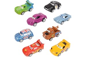 MGKEOUF Die-Cast Alloy Lightning Racing Toy Cars - 8PCS Mini Model Vehicle Set, Perfect for Children's Playtime, Cake Decoration, or Birthday Party Gifts. For Boys and Girls