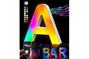 ‎KIMIMARA LED Buchstaben Lichter Alphabet – LED Brief Licht mit USB-Netzteil, APP-Kontrolle, Musik Sync, Dimmbar – für Geburtstag, Weihnachten, Hochzeit, Party, Valentinstag, Festival & Deko Wohnzimme, A