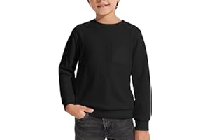 Arshiner Boys' Sweatshirt Fleece Children's Pullover Crew Neck Long Sleeve Winter Tops Jumper with Chest Pocket Children's Clothing 5-12 Years