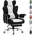 GTPLAYER Gaming Chair, Executive Office Desk Ergonomic Computer Chair with Footrest Heavy Duty High Back Lumbar Support Home Recliner Swivel Chairs (Black-Grey)