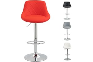 SG Traders Bar Stools, Adjustable Swivel Gas Lift, Footrest, and Base Designed for Comfort and Sophistication, Stylish Comfortable Seating for Your Kitchen or Dining Room (1 PC, Red)