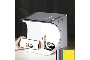 Mini Photo Studio Light box, PULUZ Portable Folding Photography Lighting Tent Kit with 5500K LED Lights 6 Color Backdrops for Small Items Products Photography 21cm
