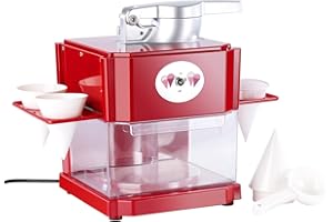 ‎ROSENSTEIN & SÖHNE Rosenstein & Söhne Slush Maschine: Shaved-Ice-Maker mit 4 Kunststoff-Eisbechern, 4 Servierhalter, 90 Watt (Shaved Ice Maschine, Slush Eismaschine, Eiswürfelmaschine)