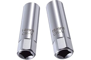 ZISHAN 2 pcs Spark Plug Socket, 1 pcs 16mm Spark Plug Socket and 1pcs 14mm Spark Plug Socket, Spark Plug Removal Tool Spark Plug Socket Set, for Various Models Motorcycle