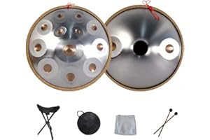 SHATONG Handpan armonico Drum Hand Pan 9 10 12 14 Note Strumento a percussione Professionale Handpan in Acciaio con Borsa da Viaggio Decorazione in Corda e Mazze per Meditazione Yoga Zen