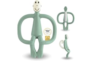 Matchstick Monkey - Beißring Affe Original - Baby Zahnungshilfe - weiche Noppen massieren wundes Zahnfleisch - Silikon BPA-frei - Greifling für Zahnen - ab 3 Monaten - mintgrün