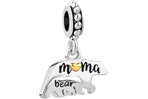 MiniJewelry Mama-Bear Dangle Charm Compatible with Pandora Charms Bracelets Mommy Bear Mum Mother Auntie Daughter Love Mothers Day