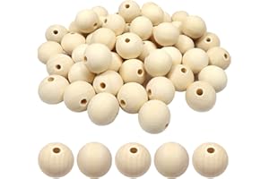 TOAOB THE ONE AND ONLY BABY TOAOB 50pcs 25mm Perles en Bois Rondes Naturel Perles Spacer pour Le Bricolage Décorations Faites à La Main Fabrication de Bijoux