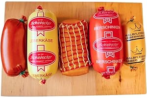 MEISTER'S Hausmacher Wurstpaket Brotzeit Set | Leberkäse | Kalbfleisch-Leberwurst geräuchert | Bierschinken | Teewurst | Käse 975 g