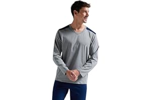 Athena - Ensemble Pyjama Long Homme, Ecopack- Jersey 100% Coton Respirant - T-Shirt Manches Longues + Pantalon - Label Oeko-TEX® Standard 100