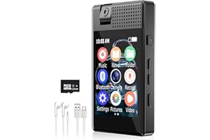 GREATZER 128G Reproductor MP3 Bluetooth 5.3 con Cámara, Pantalla Táctil IPS de 2,5 Reproductor MP4, Calidad de Sonido HiFi Sin Pérdidas, con Altavoz,OTG,eBook,Grabación,Cronómetro,Alarma,Calculadora,Juegos