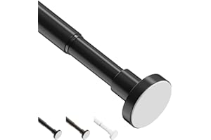 WELDUN Asta estensibile per tenda, 46-71 cm, senza trapano, asta telescopica per tenda da doccia, asta a molla regolabile per finestra, bagno, camera da letto, nero