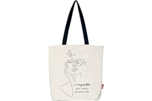 Hello-Bags. Bolso Totebag. Exterior: Algodón 100%. Con cremallera, forro y bolsillo interior. Incluye bonito sobre kraft de regalo. Modelo LO IMPOSIBLE. Medidas: 37 * 38 cm.