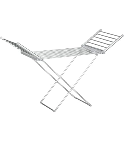 Séchoir à Linge Chauffant électrique Pliable - 20 Tubes, Chauffe Jusqu'à 50°C, Séchage Rapide En Intérieur