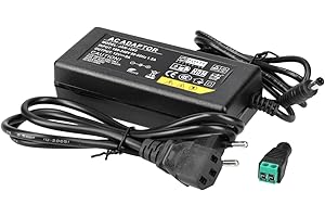 Jandei - Fuente de Alimentación Transformador Enchufable 110/220V AC a 12V DC 60W 5A, Cable 1m y Conector Hembra. Instalación en Interior IP20, para Tira Led, Neón o Dispositivos de Bajo Voltaje