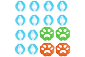 JOLIGAEA 16pcs Tierhaarentferner Waschmaschine Wiederverwendbar, Fusselbälle Waschmaschine, Haarentferner Tierhaare, Haarfänger für Wäschetrockner, Entfernt Tierhaare＆Fusseln