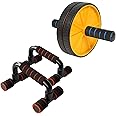 Wearslim® Professional Abdominal Wheel With Push Up Bar | Ab Roller With Workout Push-up Stands for Exercise Fitness Gym for Men & Women (Ab Roller Push Up Bar Combo)