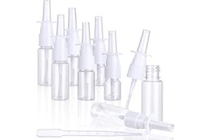 Giantree Lot de 6 flacons de spray nasal vides - 5 ml, 10 ml, 20 ml - Rechargeable avec 1 compte-gouttes, en PET - Flacon vide - Vaporisateur nasal rechargeable