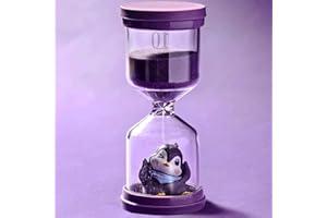 HANCHENG Nietłukąca się Klepsydra z Tworzywa Sztucznego, 10 Minut - Kolorowa Klepsydra dla Dzieci z Pingwinem w Kolorze Fioletowym Makaronikowym, Wizualny Timer do Nauki