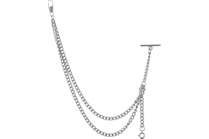 Tiong Men's Pocket Watch Chain Vintage Albert Chain with Lobster and T-Bar Clasps Watch Chains Link Vest/Suit for Your Pocket Watches/Pendant