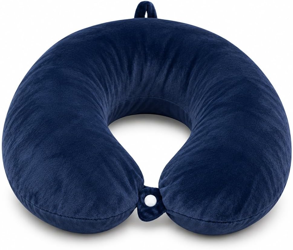 Ortopedik Seyahat Boyun Yastığı – Hafızalı Köpük, 360° Destekli, Seyahat Yastığı - Yumuşak Kumaş, Yıkanabilir Kılıf, Gizli Fermuar, Uçak ve Araç Seyahatleri İçin