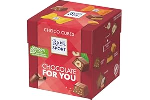 Ritter Sport Choco Cube, 22 Cioccolatini al Latte Ripieni di Caramello Salato e Croccante, Cacao 100% Certificato Sostenibile, 176 g