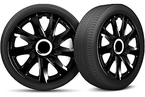 MOTO-MOLTICO Moltico Tapacubos - Set de 4 Universale de Tapacubos - Tapacubos para Todas Ruedas de Acero - Anillo de Seguridad Ajustable - 15 Pulgada - Negro