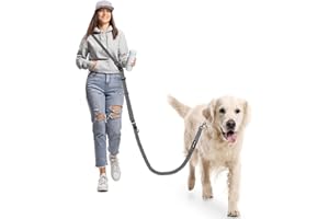 WANFIRE Freihandleinen Hundeleine für Große Mittelgroße Hunde, Fahrradleine Schleppleine Umhängeleine Joggingleine Hunde mit Autositz Sicherheitsschnalle Zum Gehen Joggen Laufen Dog Leash (1.8-2.9m)