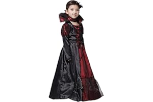 MYSTELLA Costume Vampira Halloween Bambina 3-12 Anni Vestito Travestimento Carnevale Ragazza Principessa Bimba Cosplay(Senza Bacchetta Magica)
