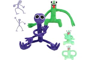 SUPER JAKES Rainbow Friends Peluche,Peluche de los Amigos del arcoíris Juguete de Peluche Rainbow Friends Cute Rainbow Friends Juego Terror Muñecos Rellenos para fanáticos del Juego (Verde+Púrpura)