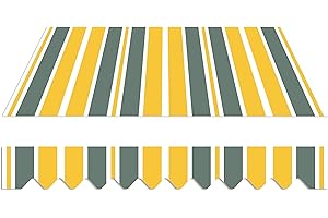 HOME TRENDS AND MORE home Trends Tissu de store 4 m avec volant 4 x 3 m - Tissu de rechange - 387 x 300 cm - Imperméable et protection solaire - P3002 - Rayures jaunes blanches grises